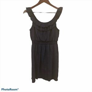 As U Wish Ruffle Scoop Neck Navy Blue Dress Size Medium